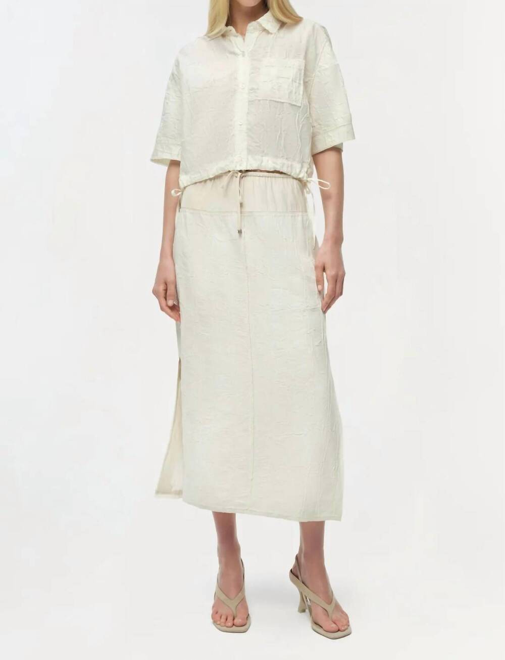 NEW SIMKHAI huxen midi skirt in white multi